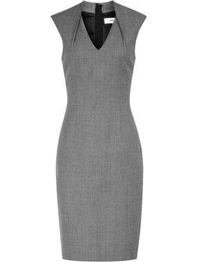 Reiss Austin Tailored Grey V-Neck Dress